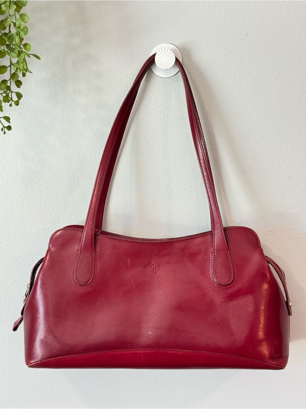 Monsac Burgundy Leather Shoulder Bag